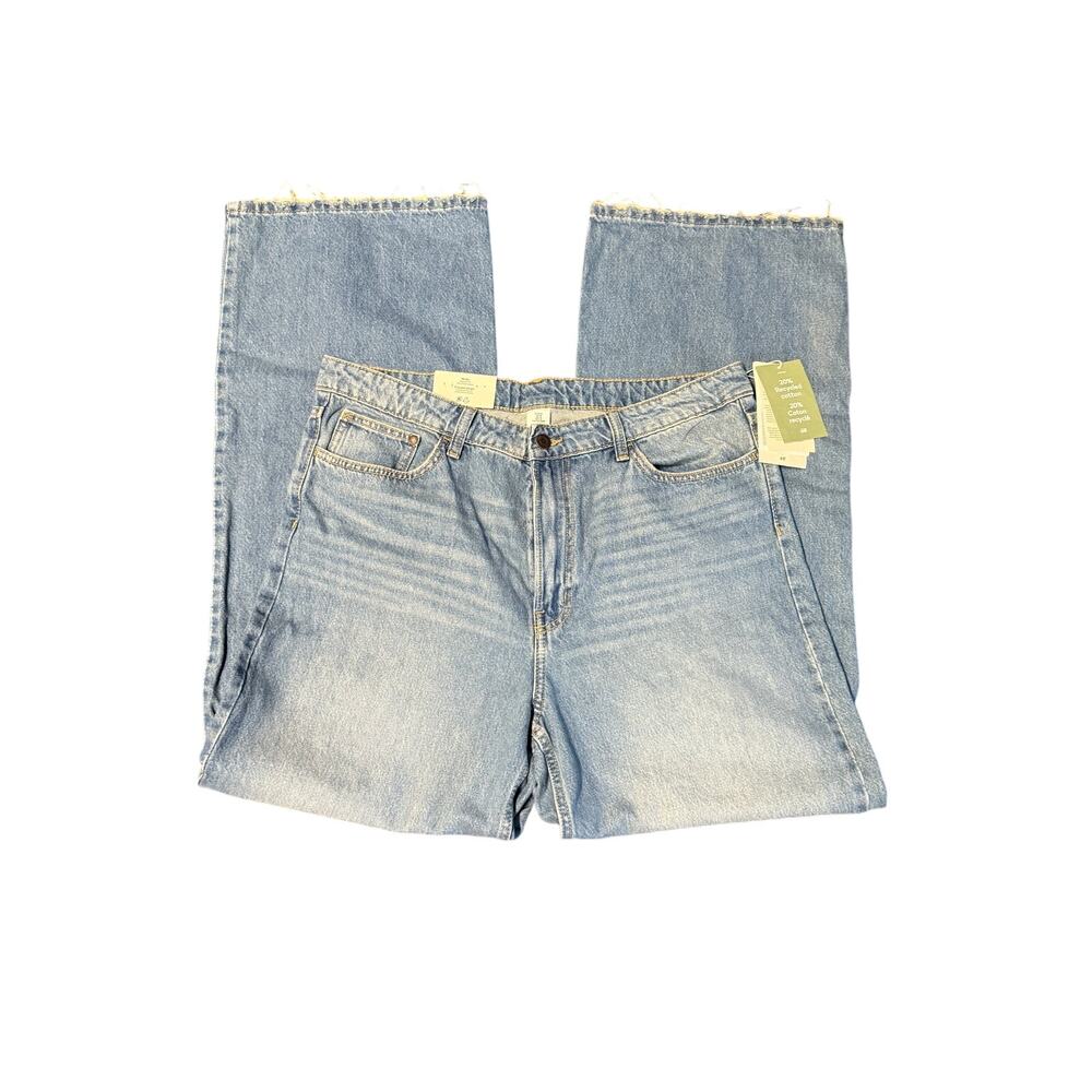 H&M wide regular fith ultra High waist coupe large denim jeans women sz 14